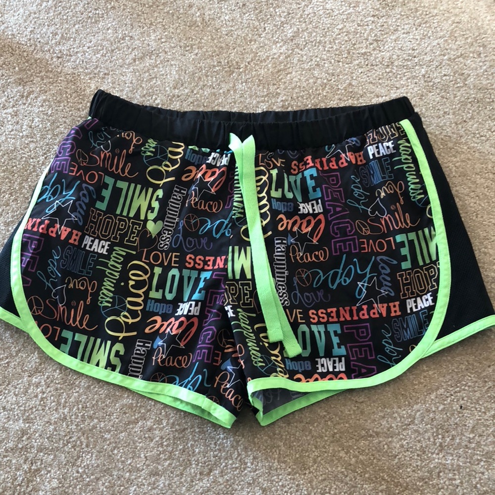 Adorable Black Running Shorts with Neon Green Trim